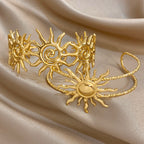 316L Stainless Steel Sunflower Open Cuff  Bangles Bracelet Y2K Gold Plated Waterproof Charms Jewelry Women's Men Gifts