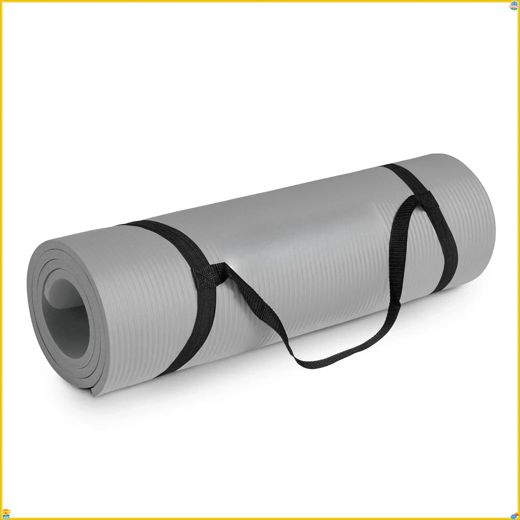 Extra Thick Exercise Yoga Mat with Straps, Universal Fitness Equipment for Home Gym Use mbzr