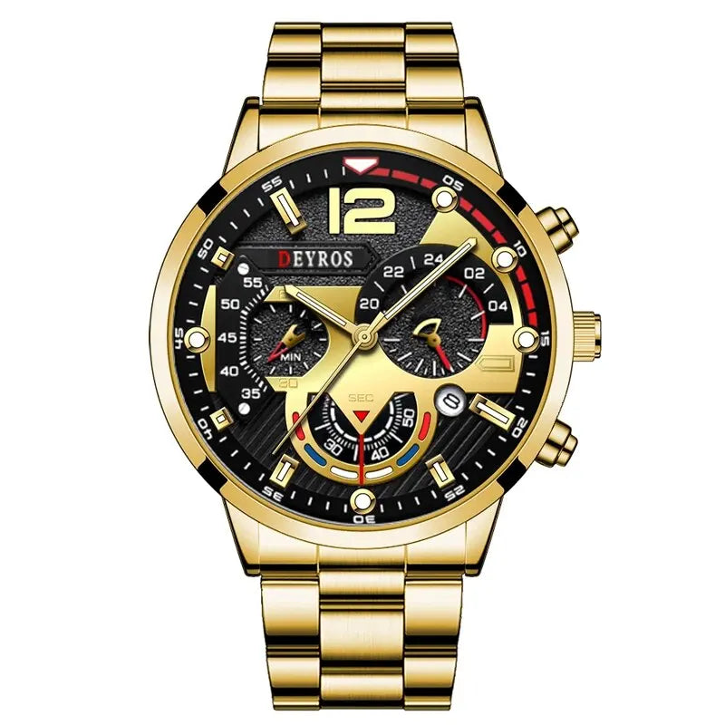 Fashion Mens Stainless Steel Watches Luxury Quartz Wristwatch Calendar Luminous Clock Men Business Casual Watch Reloj Hombre mbzr