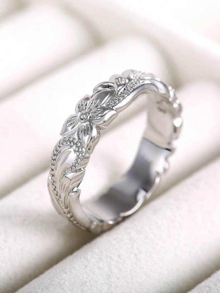 1pc Elegant Flower Design Ring, Gift For Women, Suitable For Wedding, Engagement, Anniversary, Party And Other Occasions