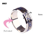 Fashion Men Gold Color Stainless Steel Celtic Dragon Ring Inlay Black Carbon Fiber Ring