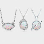 Original 925 Sterling Silver White Opal Pendant Necklace for Women Engagement Wedding Fine Jewelry Anniversary Drop Necklace mbzr