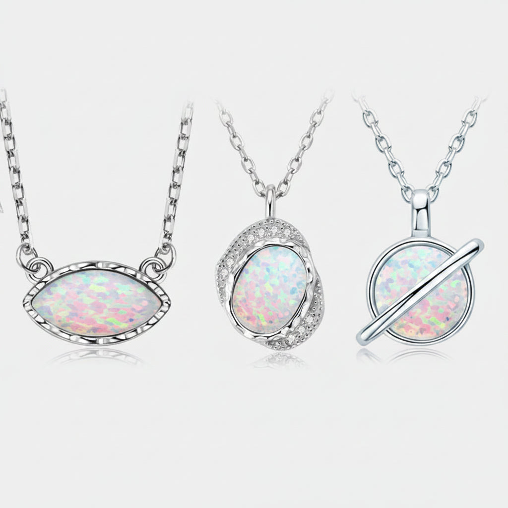 Original 925 Sterling Silver White Opal Pendant Necklace for Women Engagement Wedding Fine Jewelry Anniversary Drop Necklace mbzr