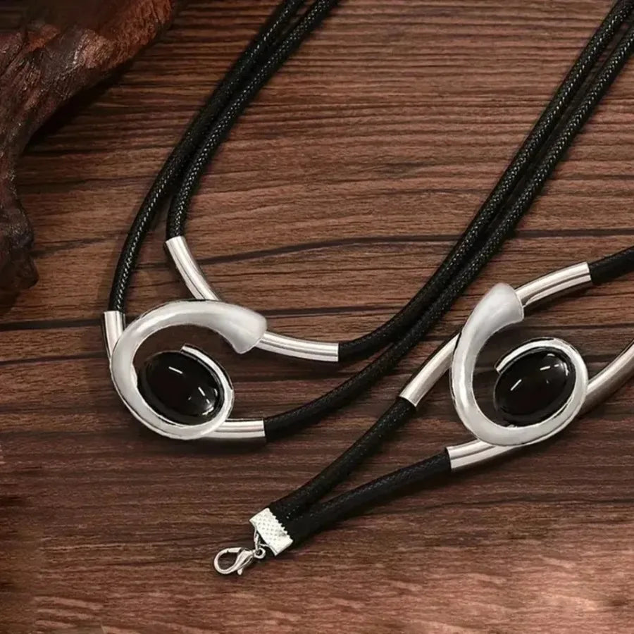 Exaggerated Spiral Snail Ear Studs Necklace Bracelet Ring Bohemian Jewelry Set for Women Elegant Beach Style Accessories