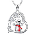 Huitan Designed Snowman Heart Pendant Necklace Red Enamel Winter Jewelry