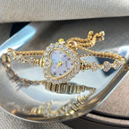 New Fashion Heart-shaped Ribbon-Strap Diamond-Studded Flower Watch for Women with Adjustable Bracelet mbzr