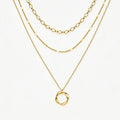 Multi‑Layer Gold Tone Zinc Alloy Necklace Textured Circle Pendant Daily Neckwear
