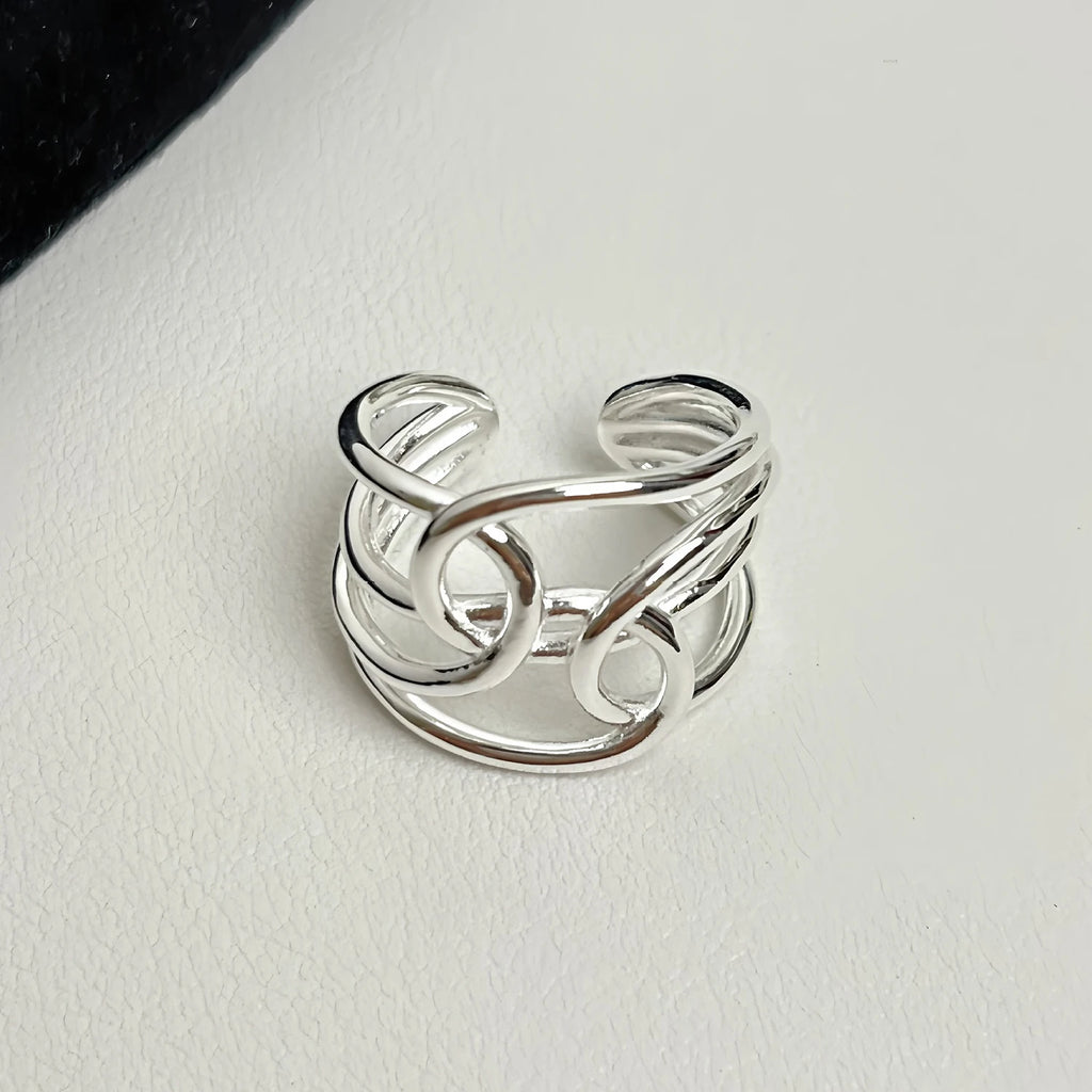 Sam Panda Silver Adjustable Open Chain Ring Unisex Fine Jewelry
