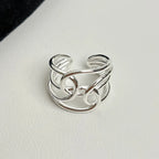 Sam Panda Silver Adjustable Open Chain Ring Unisex Fine Jewelry