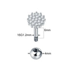 Cubic Zirconia Star Cartilage Stud Earring Stainless Steel 16G