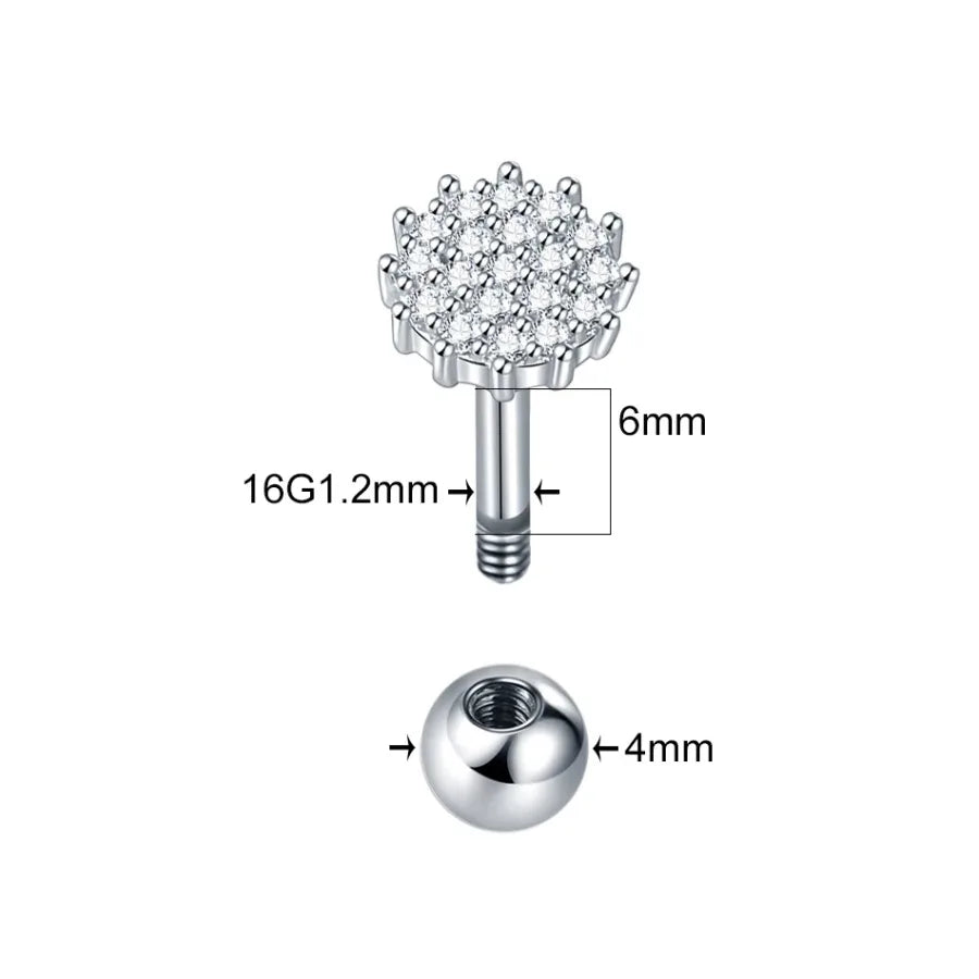 Cubic Zirconia Star Cartilage Stud Earring Stainless Steel 16G