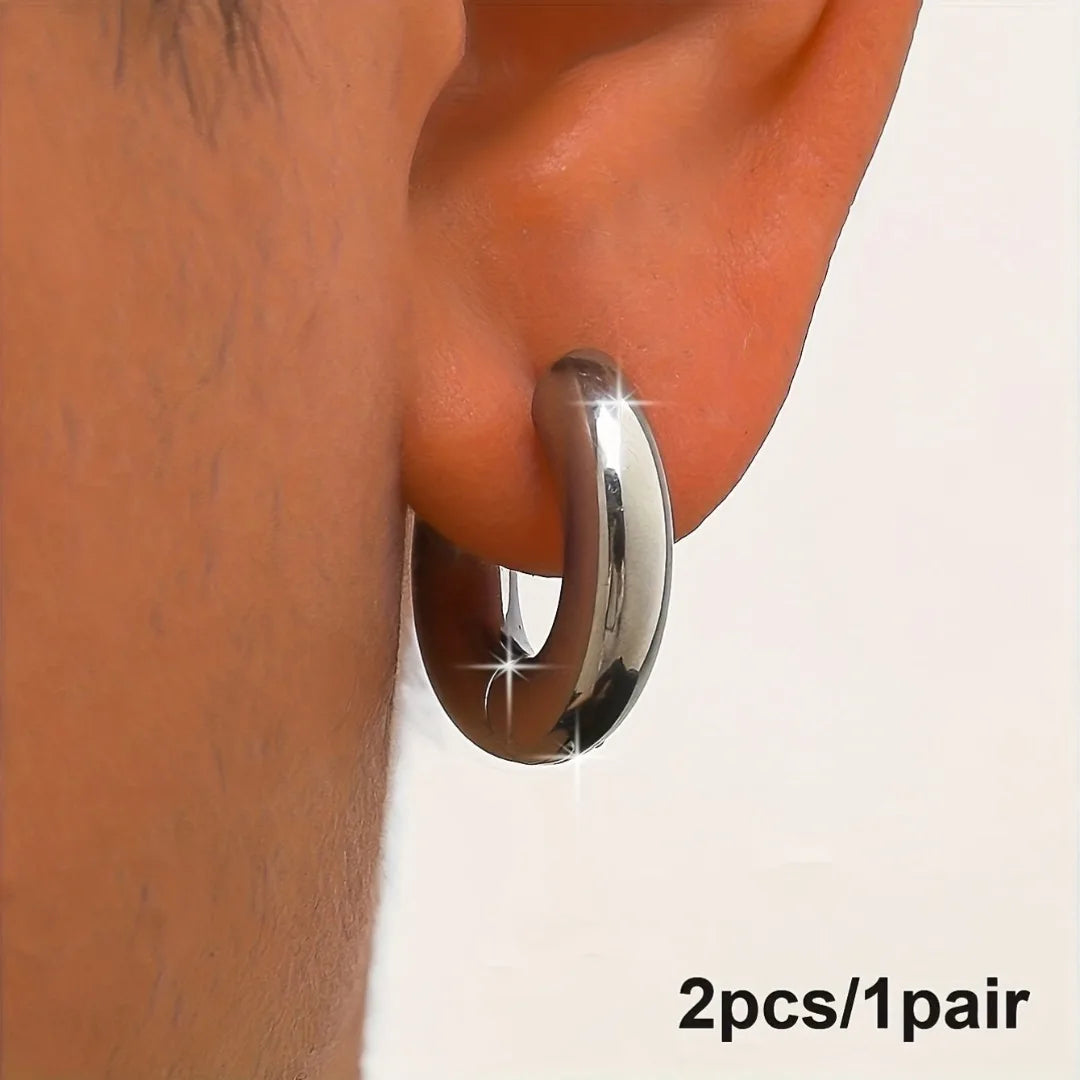 1 pair of punk style circular ring earrings L stainless steel large-sized exaggerated ear bones, ear screens, and earrings for both men and women