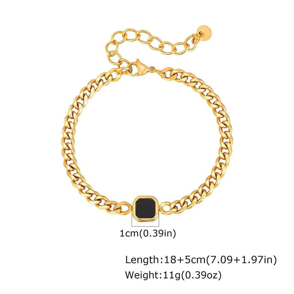 Vnox 5/7mm Width Adjustable Chain Bracelet for Men, Stainless Steel Acrylic Six-Sided Polished Jewelry Gift for Husband Son‌ Him