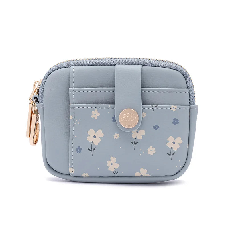 New printed zipper coin purse, Korean version, PU leather soft surface, folding coins, multi-functional folding short wallet, da mbzr