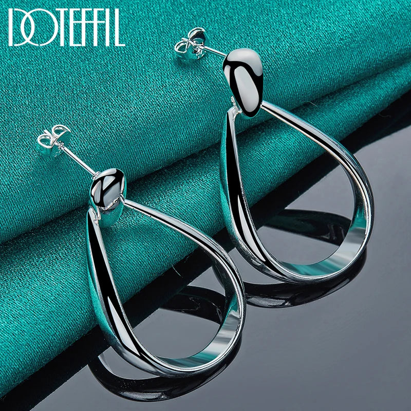DOTEFFIL 925 Sterling Silver Classic Big Circle Drop Charm Earrings Women Party Gift Fashion Wedding Engagement Jewelry mbzr