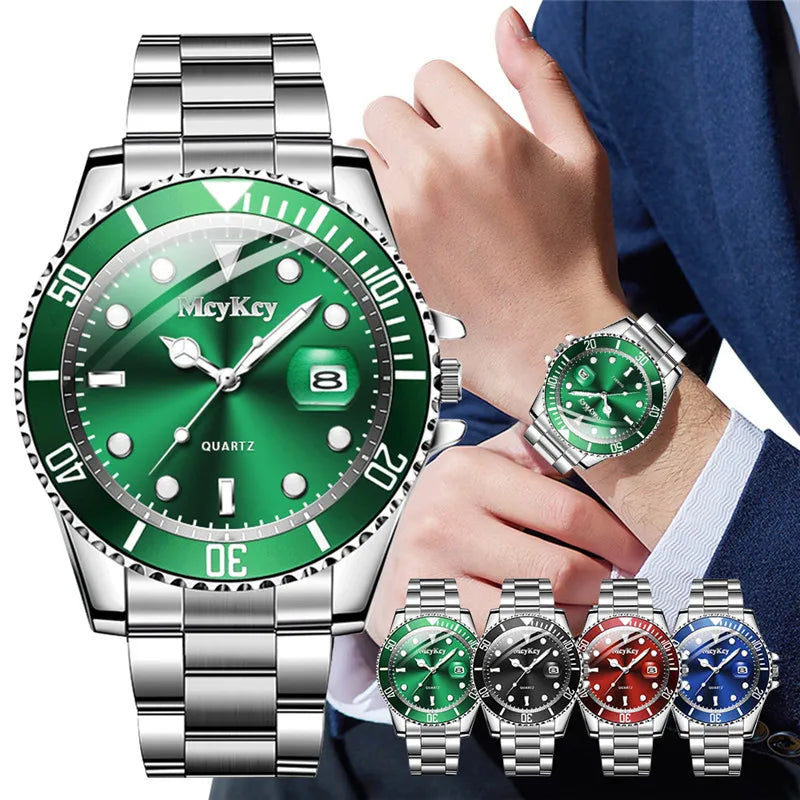 Fashion Men Business Watches Stainless Steel Band Men Calendar Quartz Watch Casual Clock Sports Wristwatch Reloj Hombre mbzr