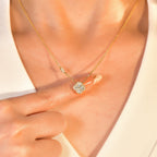 OXTAO 14K Gold Filled Clover Pendant Necklace 3mm D Color VVS1 Sweet Moissanite Four-leaf Flower Jewelry for Women Girls Birthday Gift