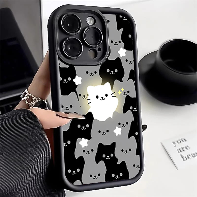 Soft TPU Case For  IPhone 17promax/17air 16 15 14 13 12 11 Pro Max X XS Anti-drop silicone phone case.Lovely Cartoon Cat Couple