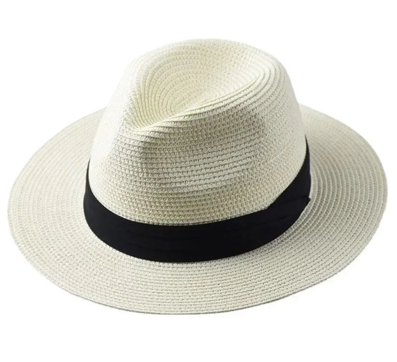 Summer Beach Woven Sun Hats Plus Size Jazz UV UPF 50+ Sun Protection Travel Panaman Straw Hats Unisex