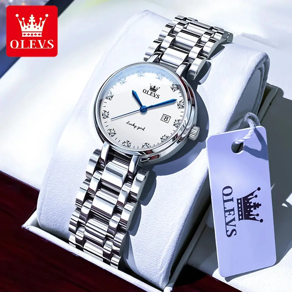 OLEVS 5575 Elegant Watch Fashionable Roman Scale Diamond Calendar Dial Luxury Quartz mbzr