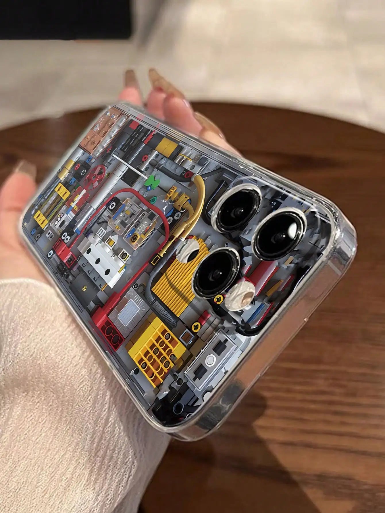 Transparent Engineering-Style Phone Case with Mechanical Detail Design for iPhone & Android