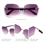 ZENOTTIC Oversized Rimless  UV Protection Sunglasses for Women Geometric Diamond Cutting Gradient Lens Fashion Shades Trendy