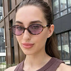 Fashion Oval Simple Literary Sunglasses Women Retro Small Frame Commuting Sunglasses Luxury Brand Design Travel Sunglasses UV400 mbzr