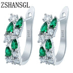 Wholesale Slver Color Luxury 925 Sterling Silver Earrings Flash Colorful CZ Zircon Ear Studs Earrings Women Cheap Brincos mbzr