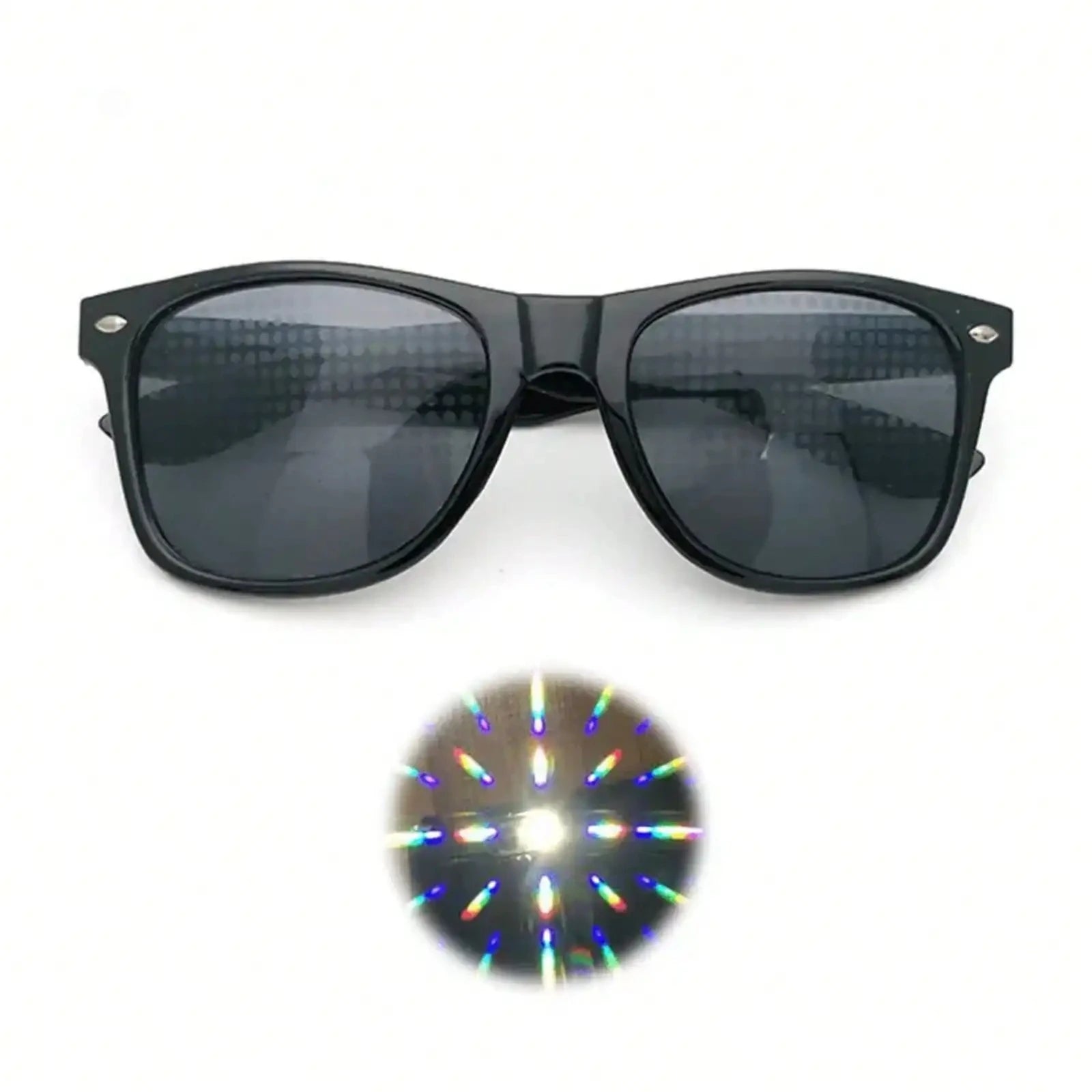 Prism Diffraction Glasses – Black Frame Light Refraction Lenses, Rave & Party Sunglasses for Concerts, Disco & Casual Wear, No Prescription Needed, Durable Fun Eyewear mbzr