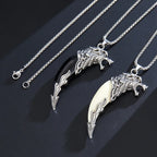 2pcs Black White Wolf Tooth Shape Necklace Set Y2K Stainless Steel Chain Pendant Necklace Jewelry Wedding Party Festival Gifts