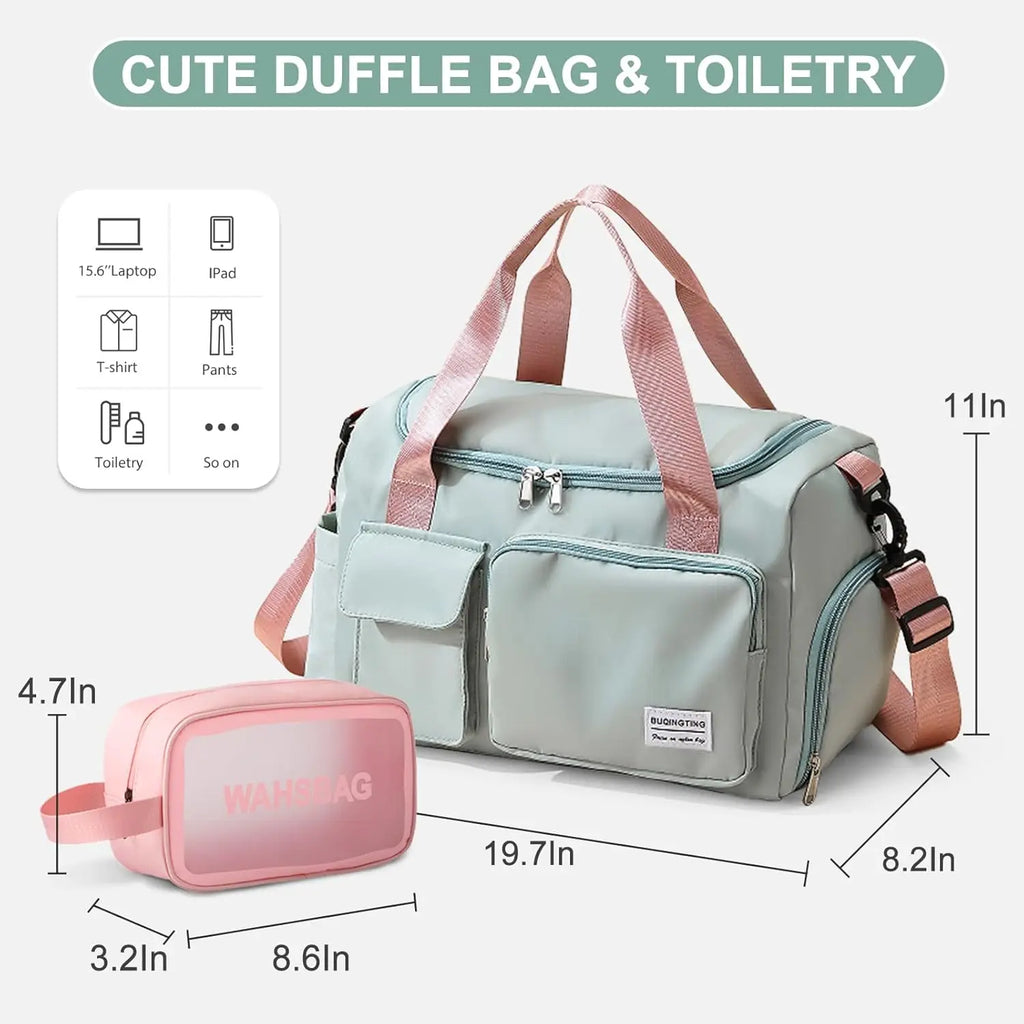 Small gym bag for women — travel duffle carry-on weekender with dedicated shoe compartment mbzr