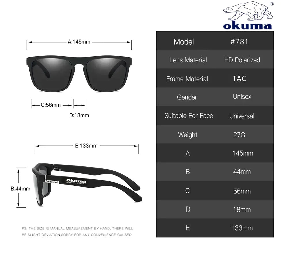 Okuma Polarized Sunglasses UV400 for Men and Women Outdoor Hunting, Fishing, Driving Bicycles, Sunglasses Optional Box