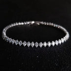 Stainless Steel Marquise Oval Square Cut Luxury Silver Color on Hand Tennis Bracelet Bangle for Women Party Gift Jewelry