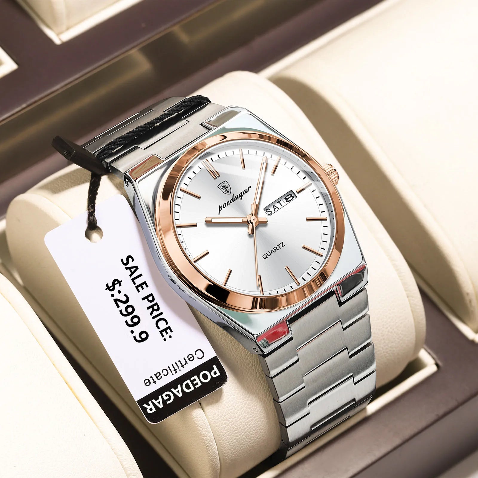POEDAGAR Luxury Men's Watches Waterproof Luminous Date Week Men Watch Stainless Steel Casual Fashion Quartz Man Wristwatch Reloj mbzr