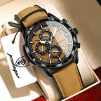 POEDAGAR Fashion Men Wristwatch Luminous Waterproof Leather Quartz Sports Men's Watches Date Chronograph Military Man Clock Gift mbzr