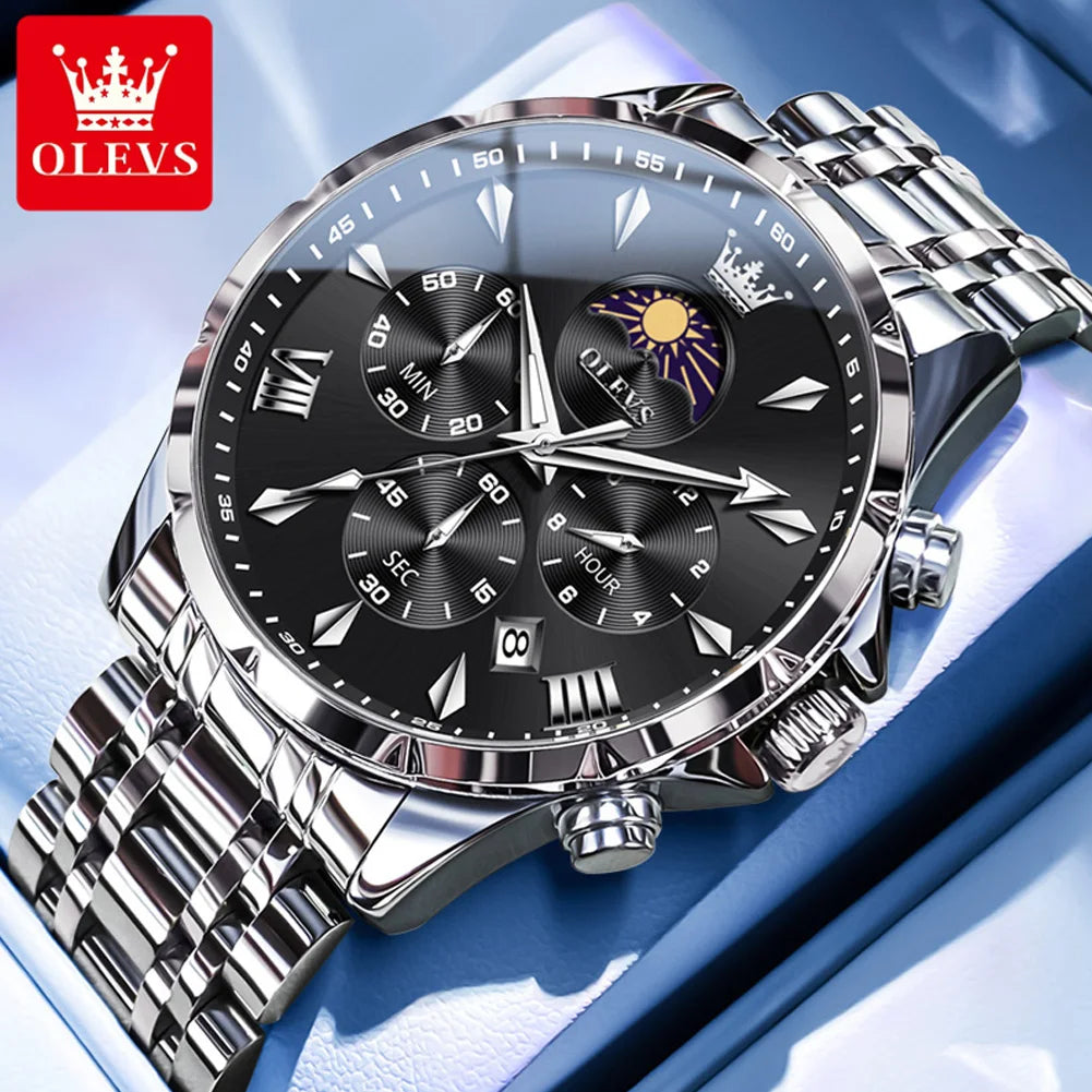 OLEVS 3653 Moon Phase Men Watch Luxury Brand Quartz Watch Fashion Original Waterproof Luminous 24-hour Automatic Date Men Watch mbzr