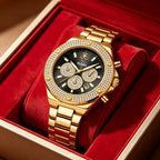 YaLaLuSi Men Women Fashion Watch, Waterproof Sports Bling Diamond Chronograph Wristwatch, Gold Band, Free Shipping