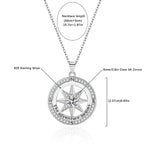 New 925 Sterling Silver Necklace Compass Necklace with Cubic Zirconia Stone for Women High Quality Jewelrys Gifts Stock in USA mbzr