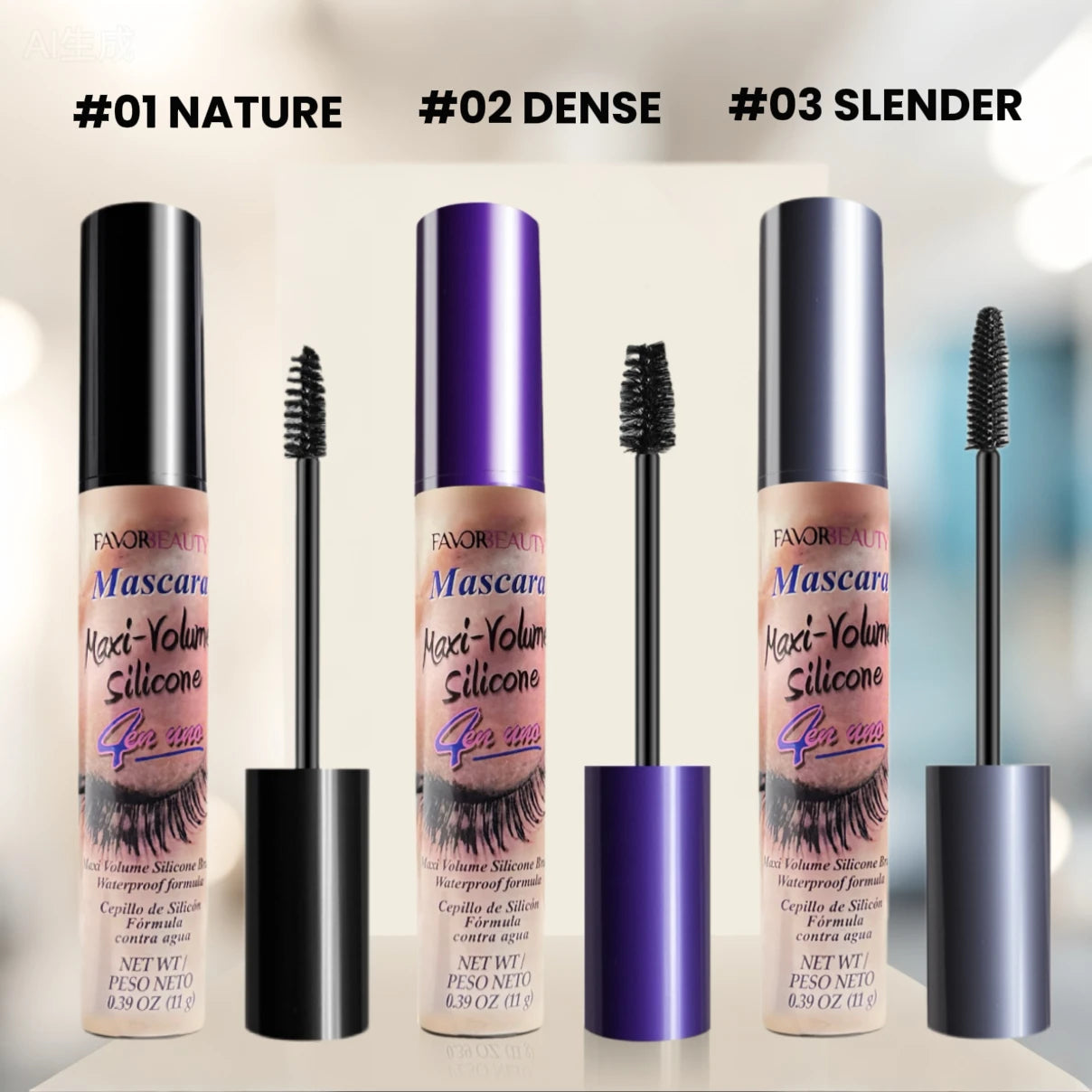 3-Pack Volumizing Mascara Set Includes three different brush heads, waterproof, long-lasting, creates thicker lashes. mbzr