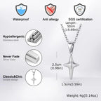Vnox Silver Color O-Chain Stainless Steel Hollow Four Point Star Pendant Necklace for Men, Hip Hop Minimalist Necklaces Gift Ne