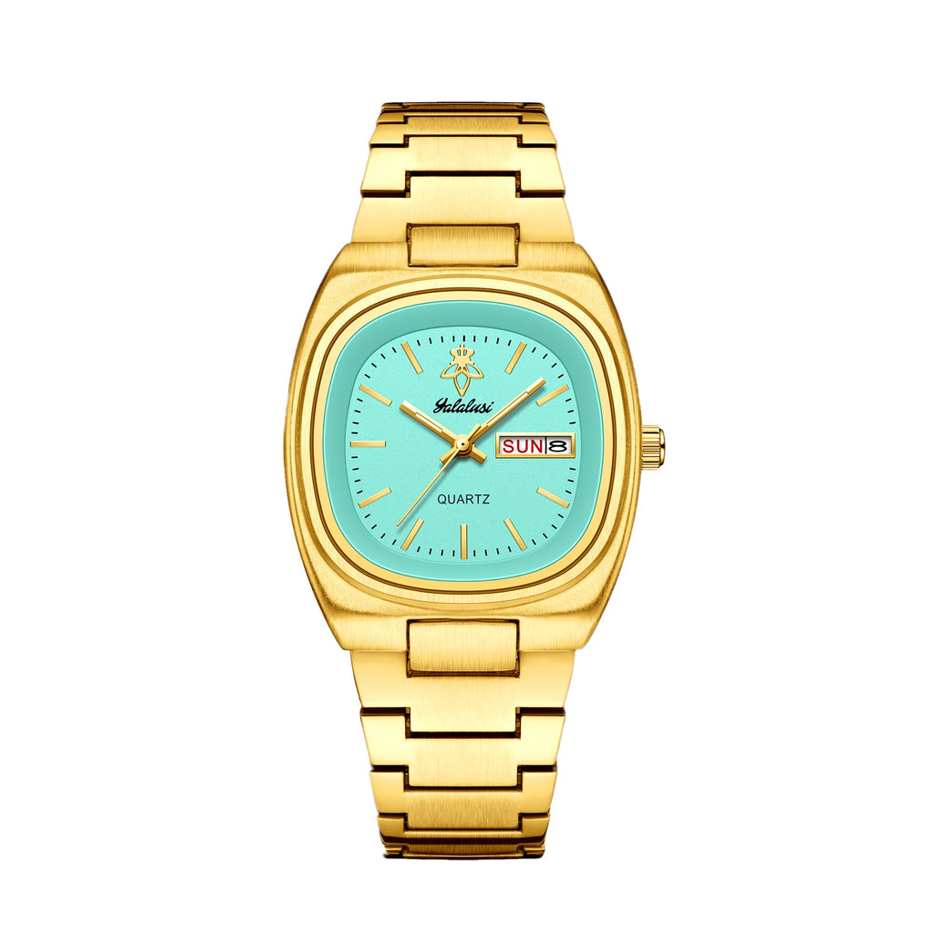 YaLaLuSi Unisex Fashion Waterproof Sport Watch Dual Calendar Gold Quartz Business Elegant with Box Remover Free Shipping mbzr
