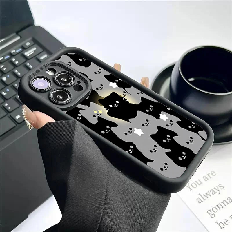 Soft TPU Case For  IPhone 17promax/17air 16 15 14 13 12 11 Pro Max X XS Anti-drop silicone phone case.Lovely Cartoon Cat Couple