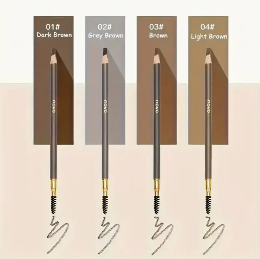 4 Pack Waterproof Eyebrow Pencils - Dual-Ended with Spoolie Brush | Smudge Proof Long Lasting Microblading for Tattooed Brows, S mbzr