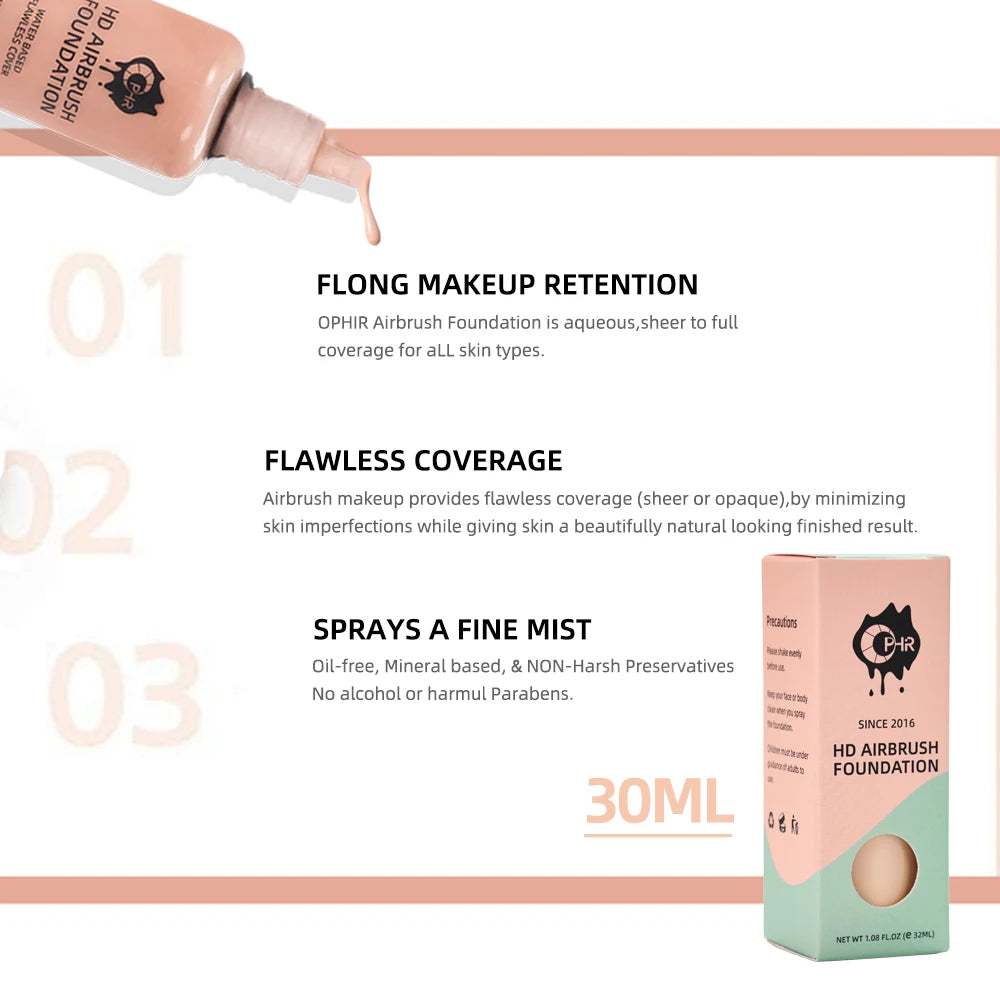 OPHIR Professional Airbrush Foundation 30ml/Bottle  7 Colors for Choose Spray Air Makeup Foundation for Airbrush Kit TA007 mbzr