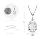 OXTAO White Opal Water Drop Necklace Bracelet Female Jewelry 925 Sterling Silver 7x10mm Pear Shape Cut Hollow Pendant Adjustable mbzr
