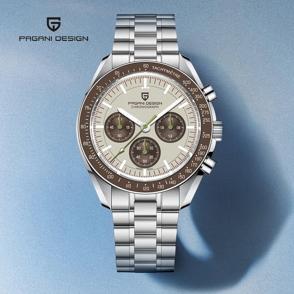 PAGANI DESIGN 2026 New Saturn Watch Luxury Quartz Watches For Men Stainless steel Luminous AR Sapphire crystal Chronograph Man