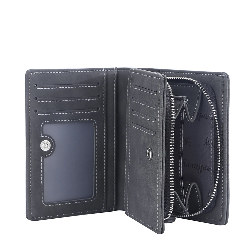 Brand Men PU Leather short Wallet With Zipper Coin Pocket Vintage Big Capacity Male Short Money Purse Card Holder New