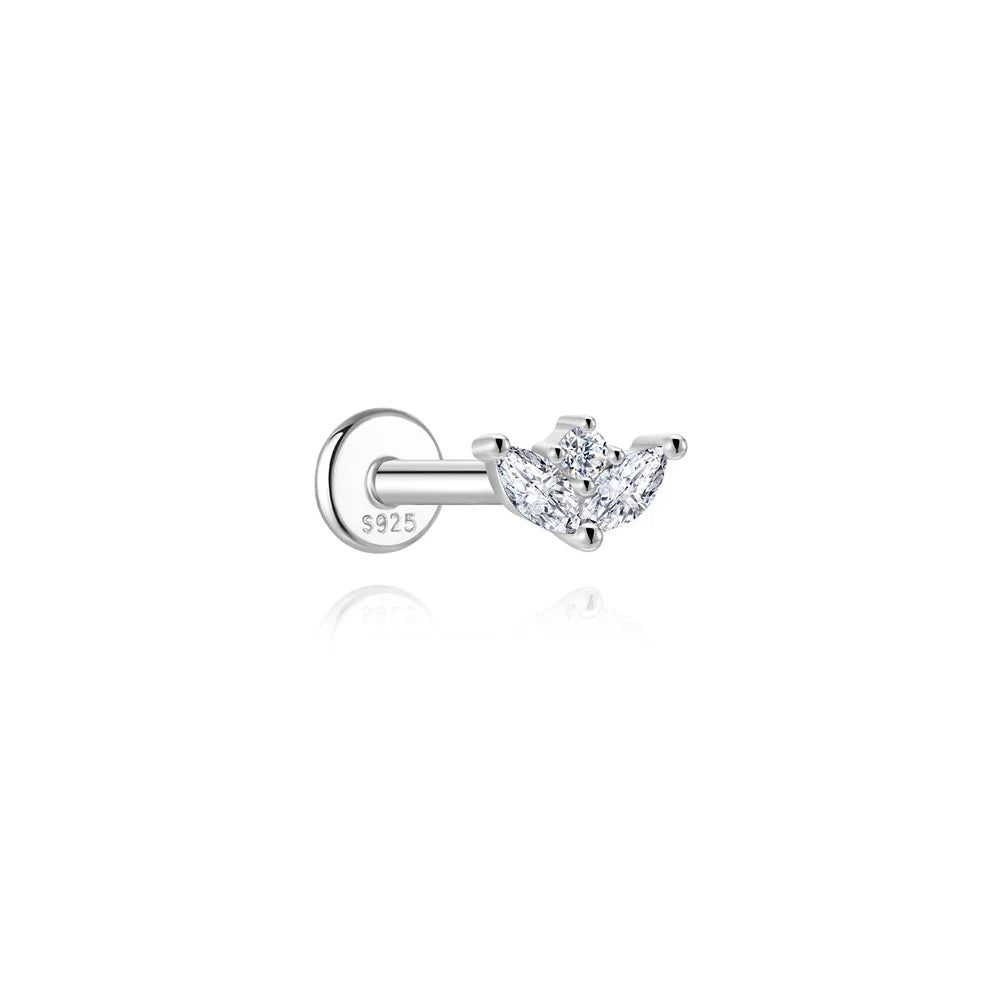 ROXI Moissanite 925 Sterling Silver Flower Tassel for Women Flat Back Piercing Earring Stud Helix Star Earring Fine Jewelry Gift mbzr