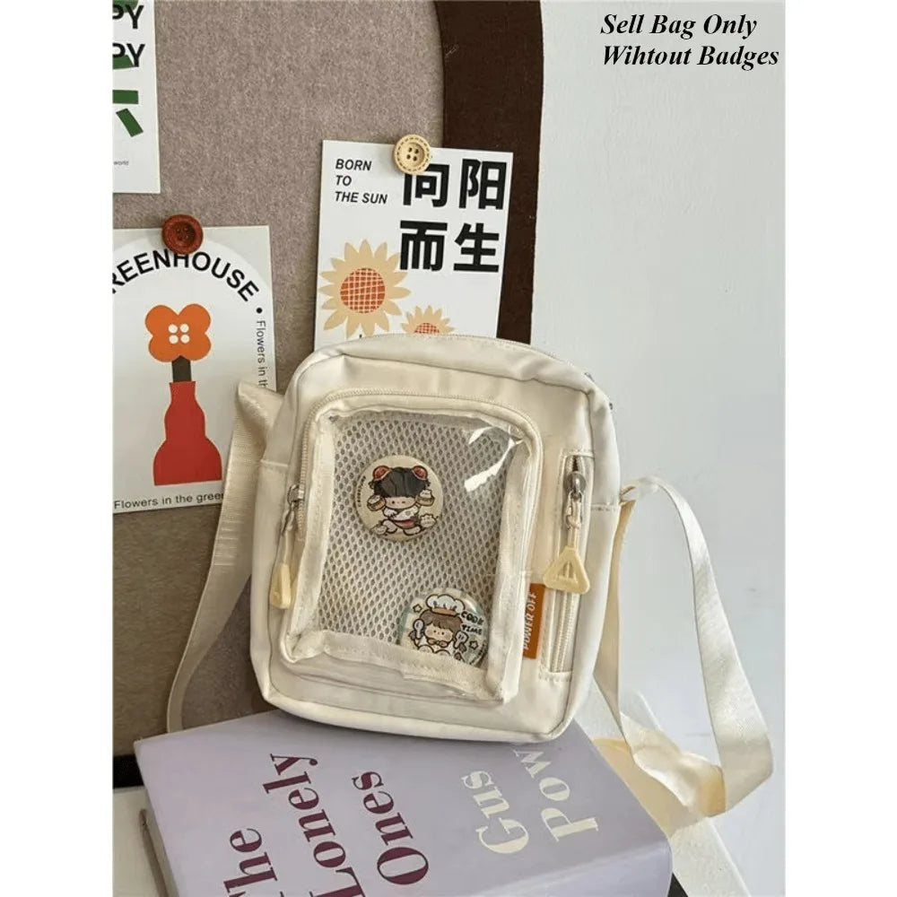 Y2K Mini Women's Korean Style Casual Crossbody Bag with Transparent Pocket, Small Shoulder Bag, Wallet and Phone DIY Bag mbzr