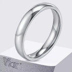 Vnox Simple Solid Color Stainless Steel Engagement Rings for Men, Elegant 4mm Wide Size 6-12 Wedding Band Anniversary Gifts New
